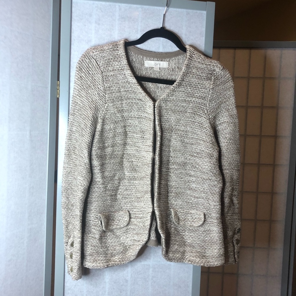 Loft tan and cream sweater material blazer